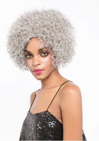 JULIA | Hoar Color Heat Resistant Synthetic Hair 9 Inch Curly Short Wig