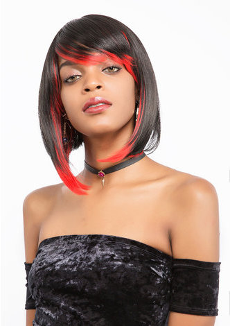 Machine de cheveux synthétiques faite perruque de cheveux résistant à la chaleur de fibre de perruque droite pour les femmes court 11 pouces 0405