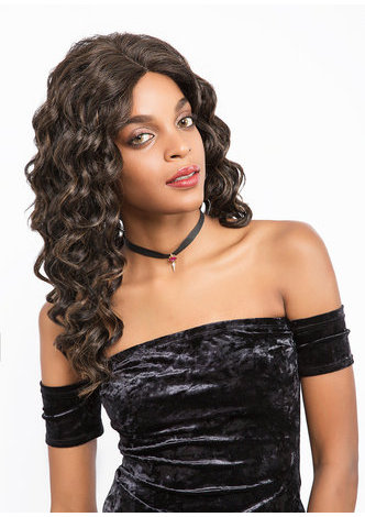 Perruque de cheveux résistant à la chaleur de perruque ondulée de Frotnal synthétique de dentelle pour des femmes de taille moyenne 14 pouces R14
