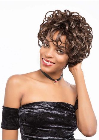 Perruque de cheveux résistante à la chaleur de fibre de perruque ondulée faite par machine de cheveux synthétiques pour des femmes courtes 5 pouces 6307M