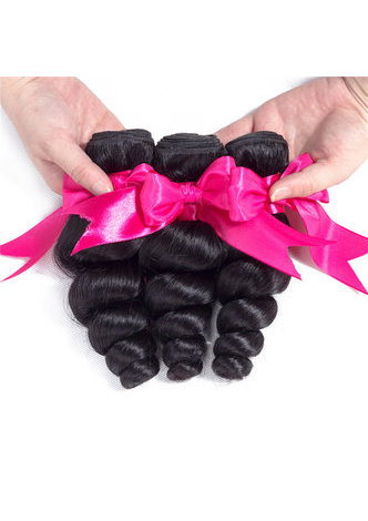7A Grade Indien Vergin Cheveux Humains Vague Lâche 4 * 4 Fermeture avec 3 faisceaux de cheveux d'onde lâche