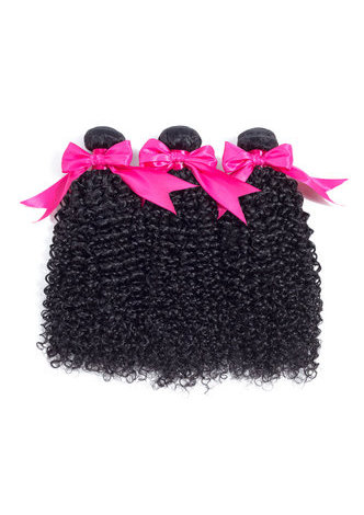  7A Grade Péruvienne Vergin Cheveux Humains Crépus Bouclés 4 * 4 Fermeture avec 3 faisceaux de cheveux bouclés Kinky