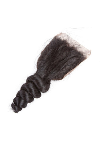 7A Grade Indien Vergin Cheveux Humains Vague Lâche 4 * 4 Fermeture