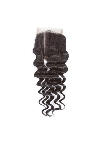 7A Grade Indien Vergin Cheveux Humains Vague Profonde 4 * 4 Fermeture