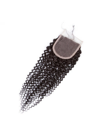  7A Grade Malaysian Vergin Cheveux Humains Crépus Bouclés 4 * 4 Fermeture