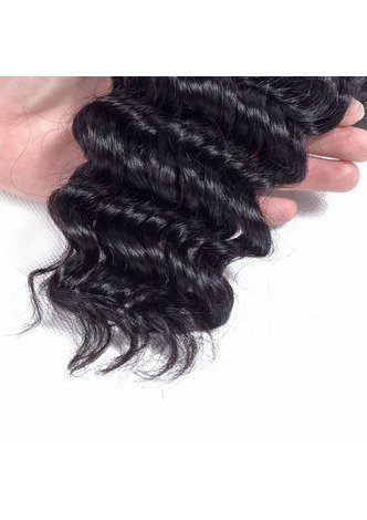  7A Grade Peruvian Virgin Human Hair Deep Wave 4*4 Closure with 3 Deep Wave bundles