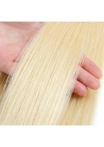 7A Grade Peruvian Virgin Human Hair Pre-Colored 613 Blonde Weave Weft Straight 10~22 Inch 100g/pc