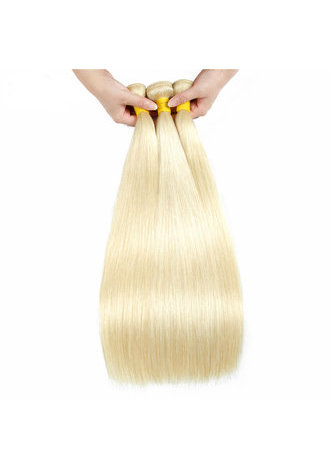 7A Grade Peruvian Virgin Human Hair Pre-Colored 613 Blonde Weave Weft Straight 10~22 Inch 100g/pc