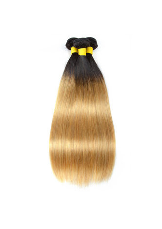 Cheveux Ombre Pré-Coloré Peruvian Non-Remy cheveux raides faisceaux Wave T1B Cheveux Jaunes Weave Extension de Cheveux Humains 12-24 Pouces