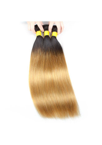 Cheveux Ombre Pré-Coloré Peruvian Non-Remy cheveux raides faisceaux Wave T1B Cheveux Jaunes Weave Extension de Cheveux Humains 12-24 Pouces