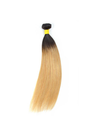 Cheveux Ombre Pré-Coloré Peruvian Non-Remy cheveux raides faisceaux Wave T1B Cheveux Jaunes Weave Extension de Cheveux Humains 12-24 Pouces