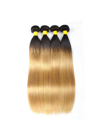  Hair Pre-Colored Ombre Brazilian Straight hair bundles Wave T1B Pale Yellow Hair Weave Human Hair Extension 12-24 Inch