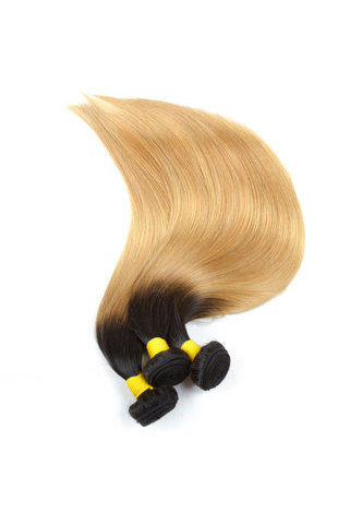  Hair Pre-Colored Ombre Brazilian Straight hair bundles Wave T1B Pale Yellow Hair Weave Human Hair Extension 12-24 Inch