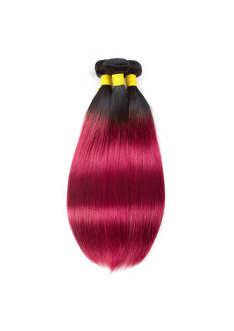  Hair Pre-Colored Ombre Indian Straight hair bundles Wave #1B Red Hair Weave Human Hair Extension 12-24 Inch