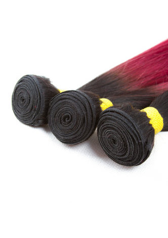  Hair Pre-Colored Ombre Indian Straight hair bundles Wave #1B Red Hair Weave Human Hair Extension 12-24 Inch