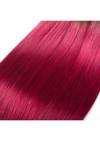  Hair Pre-Colored Ombre Indian Straight hair bundles Wave #1B Red Hair Weave Human Hair Extension 12-24 Inch