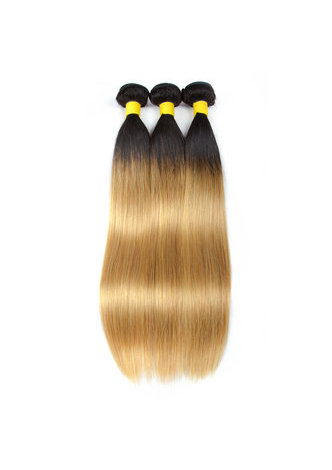  Hair Pre-Colored Ombre Indian Straight hair bundles Wave T1B Pale Yellow Hair Weave Human Hair Extension 12-24 Inch