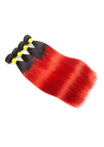  Hair Pre-Colored Ombre Malaysian Non-Remy Straight hair bundles Wave T1B Red Hair Weave Human Hair Extension 12-24 Inch
