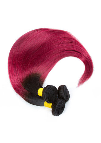  Hair Pre-Colored Ombre Peruvian Non-Remy Straight hair bundles Wave #1B Red Hair Weave Human Hair Extension 12-24 Inch