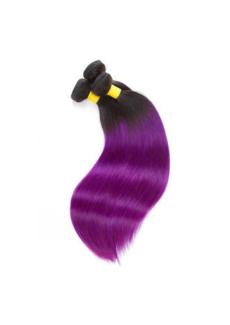 cheveux pré-colorés Ombre Brésiliens cheveux raides bundles Wave # 1B cheveux violets Weave Extension de cheveux humains 12-24 pouces