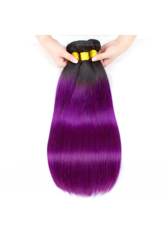 cheveux pré-colorés Ombre Brésiliens cheveux raides bundles Wave # 1B cheveux violets Weave Extension de cheveux humains 12-24 pouces