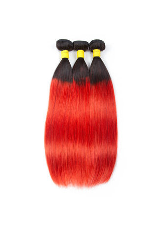cheveux pré-colorés Ombre Brésiliens cheveux raides bundles vague T1B Cheveux rouges Weave Extension de cheveux humains 12-24 pouces