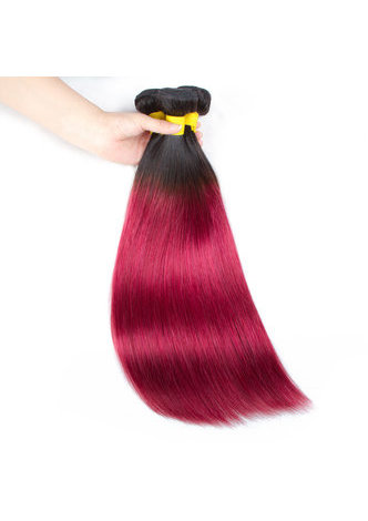 cheveux pré-colorés Ombre indien cheveux raides bundles vague # 1 b cheveux rouges Weave extension de cheveux humains 12-24 pouces