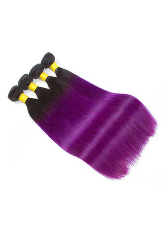 cheveux pré-colorés Ombre indien cheveux raides bundles vague # 1 b violet cheveux Weave extension de cheveux humains 12-24 pouces