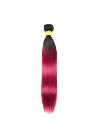 Cheveux Ombre pré-colorée Malaisienne Non-Remy cheveux raides bundles Vague # 1B Cheveux rouges Weave Extension de cheveux humains 12-24 pouces