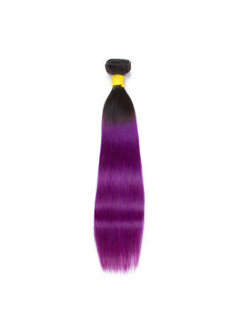 Cheveux Ombre pré-colorée Péruvienne Non-Remy cheveux raides bundles Vague # 1B Cheveux violets Weave Extension de cheveux humains 12-24 pouces