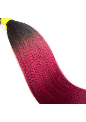 Cheveux Ombre pré-colorée brésilienne cheveux raides bundles vague # 1B Cheveux rouges Weave Extension de cheveux humains 12-24 pouces