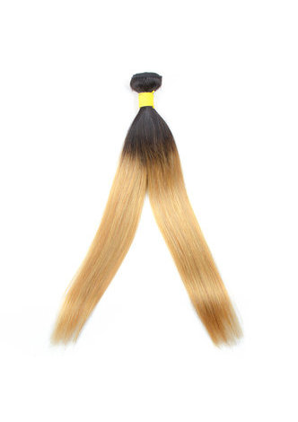 Cheveux Ombre pré-colorée brésilienne cheveux raides bundles vague T1B cheveux jaunes Weave Extension de cheveux humains 12-24 pouces