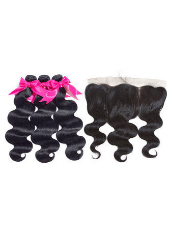 HairYouGo 7A Grade Indian Virgin Human Hair Body Wave 13*4 Closure with 3 Body Wave hair bundles
