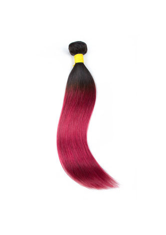HairYouGo Hair Pre-Colored Ombre Brazilian Straight hair bundles Wave #1B Red Hair Weave Human Hair Extension 12-24 Inch