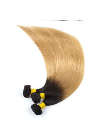 HairYouGo Hair Pre-Colored Ombre Brazilian Straight hair bundles Wave T1B Pale Yellow Hair Weave Human Hair Extension 12-24 Inch