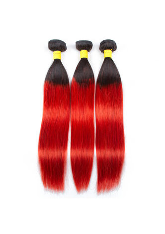 HairYouGo Hair Pre-Colored Ombre Indian Straight hair bundles Wave T1B Red Hair Weave Human Hair Extension 12-24 Inch