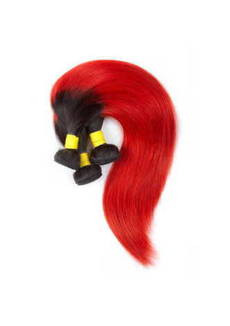 HairYouGo Hair Pre-Colored Ombre Indian Straight hair bundles Wave T1B Red Hair Weave Human Hair Extension 12-24 Inch
