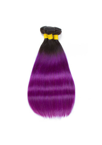HairYouGo Hair Pre-Colored Ombre Malaysian Non-Remy Straight hair bundles Wave #1B Purple Hair Weave Human Hair Extension 12-24 Inch
