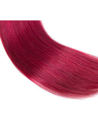 HairYouGo Hair Pre-Colored Ombre Malaysian Non-Remy Straight hair bundles Wave #1B Red Hair Weave Human Hair Extension 12-24 Inch