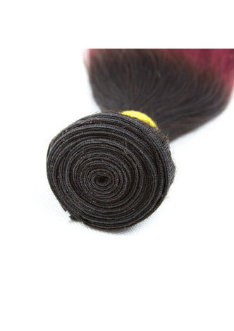 HairYouGo Hair Pre-Colored Ombre Malaysian Non-Remy Straight hair bundles Wave #1B Red Hair Weave Human Hair Extension 12-24 Inch