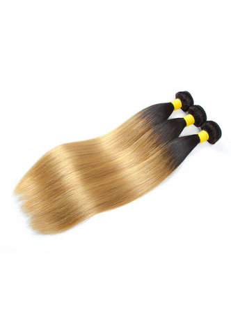 HairYouGo Hair Pre-Colored Ombre Malaysian Non-Remy Straight hair bundles Wave T1B Pale Yellow Hair Weave Human Hair Extension 12-24 Inch