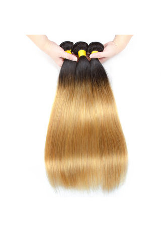 HairYouGo Hair Pre-Colored Ombre Malaysian Non-Remy Straight hair bundles Wave T1B Pale Yellow Hair Weave Human Hair Extension 12-24 Inch