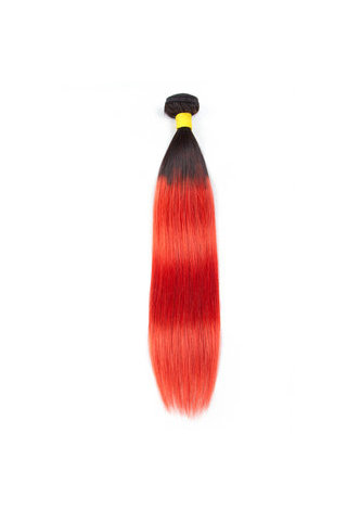 HairYouGo Hair Pre-Colored Ombre Peruvian Non-Remy Straight hair bundles Wave T1B Red Hair Weave Human Hair Extension 12-24 Inch