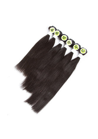 7A Grade Indian Virgin Human Hair Straight 6 Bundles with Closure #1B Nature Color 100g/pc