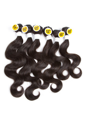 7A Grade Peruvian Virgin Human Hair Body Wave 6 Bundles with Closure #1B Nature Color 100g/pc