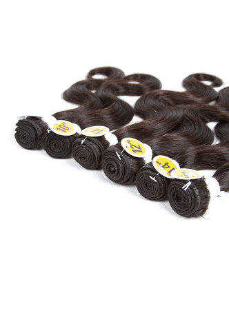 HairYouGo 7A Grade Peruvian Virgin Human Hair Body Wave 6 Bundles with Closure #1B Nature Color 100g/pc