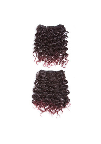 10 pouces Synthétique Cheveux Bouclés Armure 2 Pcs / Pack Moyen Court Cheveux Extensions T2 / 99J Kanekalon Ombre Cheveux 6 Couleurs