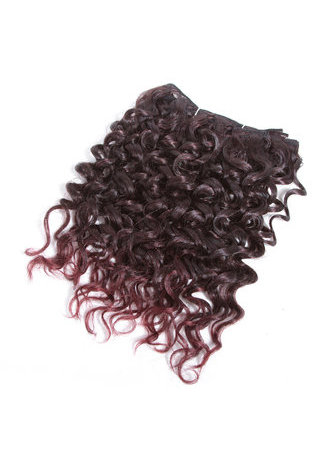 10 pouces Synthétique Cheveux Bouclés Armure 2 Pcs / Pack Moyen Court Cheveux Extensions T2 / 99J Kanekalon Ombre Cheveux 6 Couleurs