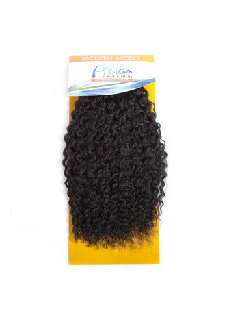 16inch Kanekalon Synthetic Hair Weaving 1pc Machine Double Weft Curly Hair Weave Bundles for Black Women 1B