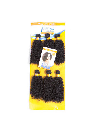  1B# Synthetic Curly Hair Extensions 9.5inch 6Pcs/Pack Kanekalon Hair Wave Bundles Deals Machine Sewed Double Weft